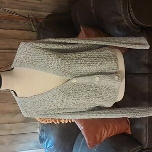 Lulus Warming Up to You Blue Knit Cropped Cardigan Sweater Women Size XL